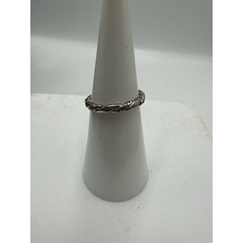 Vintage Silver Tone Twisted Rope Band Ring Braided Stackable Size 4.5